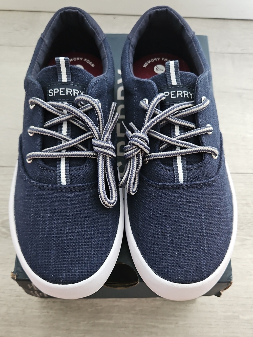 Sperry Kid's Navy Canvas Boat Sneakers with White Trim